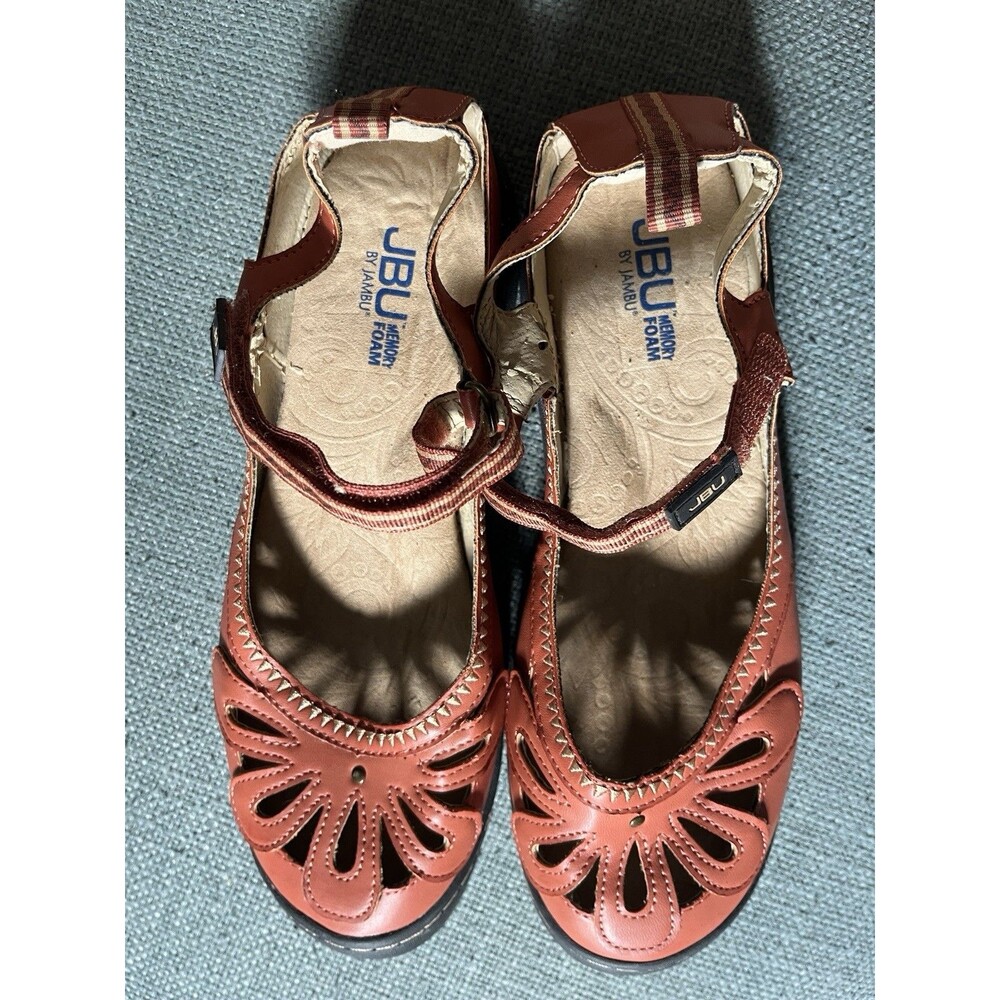JBU by Jambu Womens 10W Orange Wildflower Encore Cutout Mary Jane Comfort Shoes